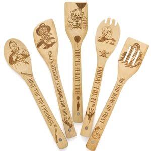 Engraved Bamboo Serving Utensil Set New